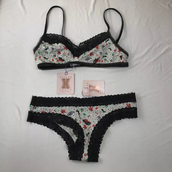 New NWT Rihanna SAVAGE Fenty Lingerie Panty Bra Underwear Set Sexy Christmas S - Picture 11 of 12